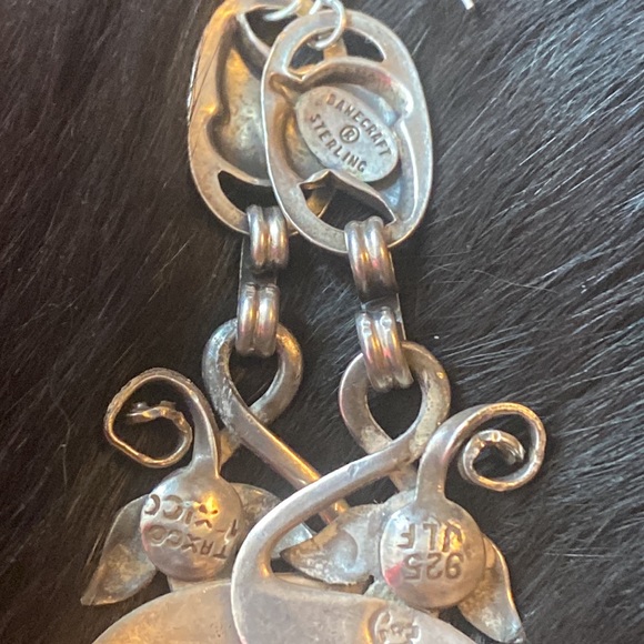 🌴Vintage Sterling Art Deco Floral Dangler Earrings - Picture 5 of 5